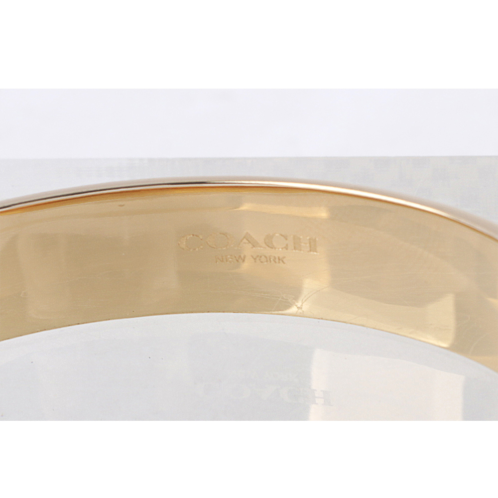 【COACH】滿版CC Logo 不可調手鐲(金色/黑色) C7771 GDBLK