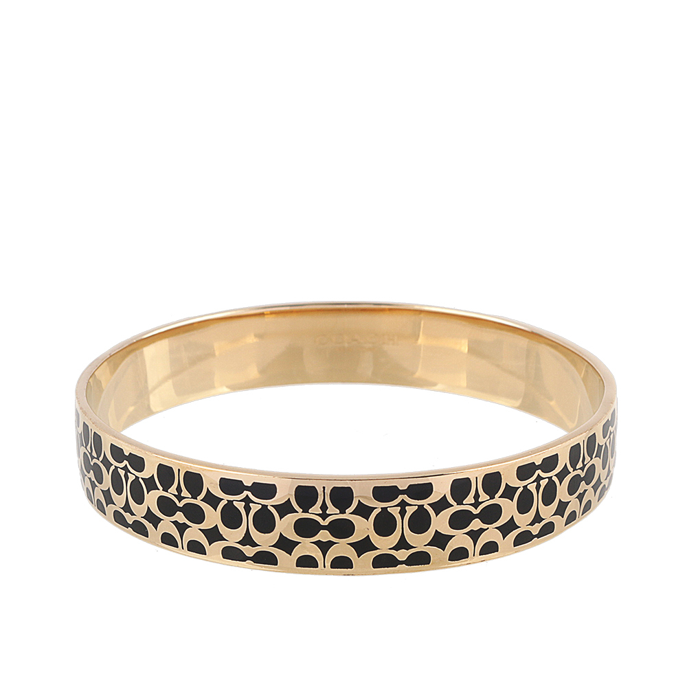 【COACH】滿版CC Logo 不可調手鐲(金色/黑色) C7771 GDBLK