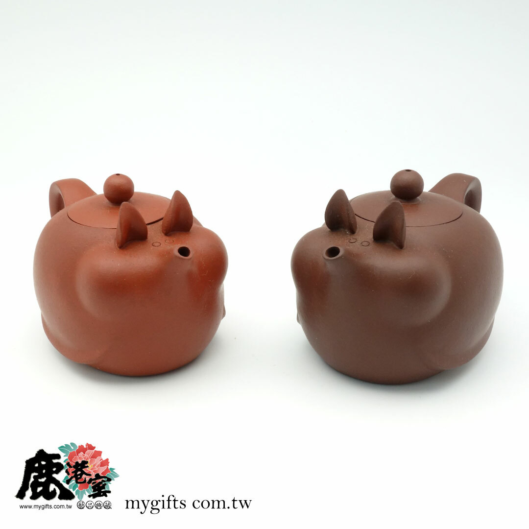 意象十二生肖【豬寶寶】 紫砂、朱砂一對