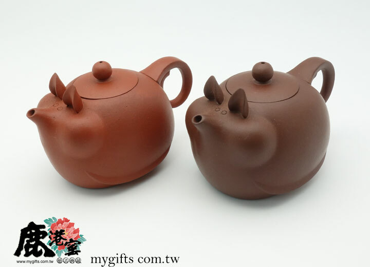 意象十二生肖【豬寶寶】 紫砂、朱砂一對