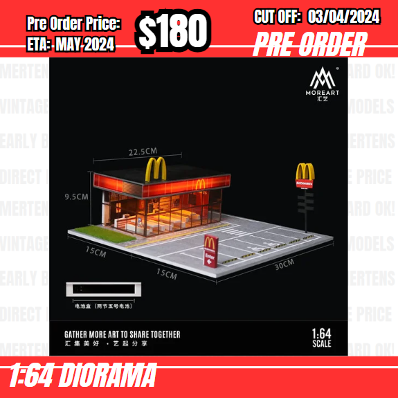 RS-$180  * Moreart * 1:64 Diorama - Mcdonalds & Parking lot [OD29/03]
