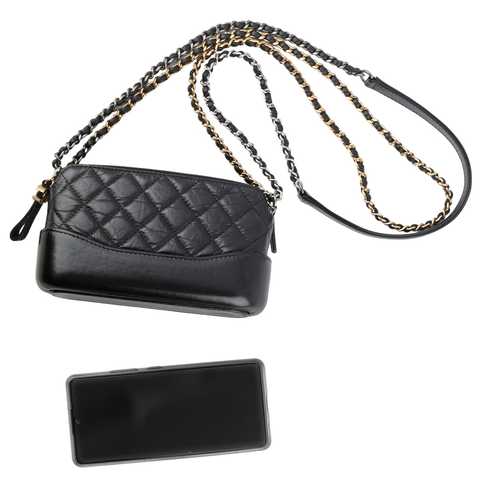 【CHANEL】Mini Gabrielle 雙拉鍊流浪包(黑色) CH14000114
