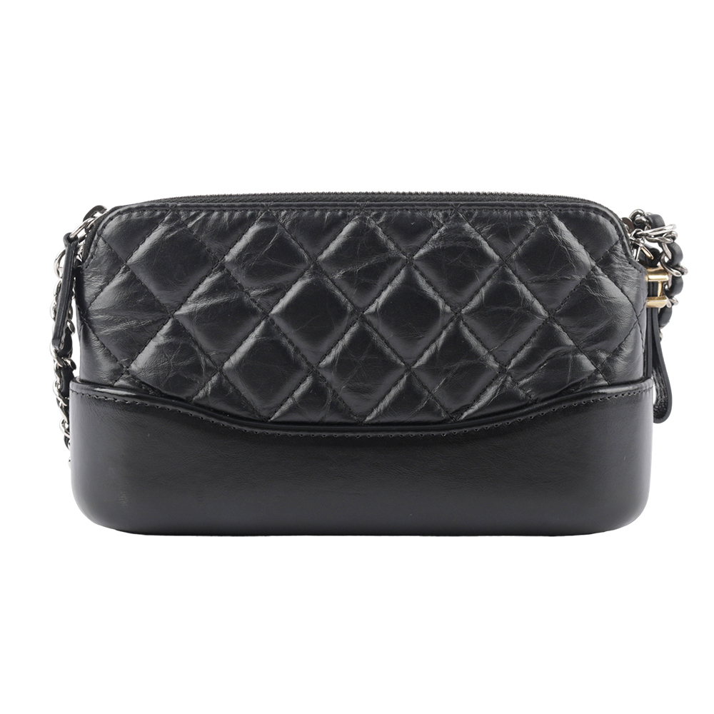 【CHANEL】Mini Gabrielle 雙拉鍊流浪包(黑色) CH14000114