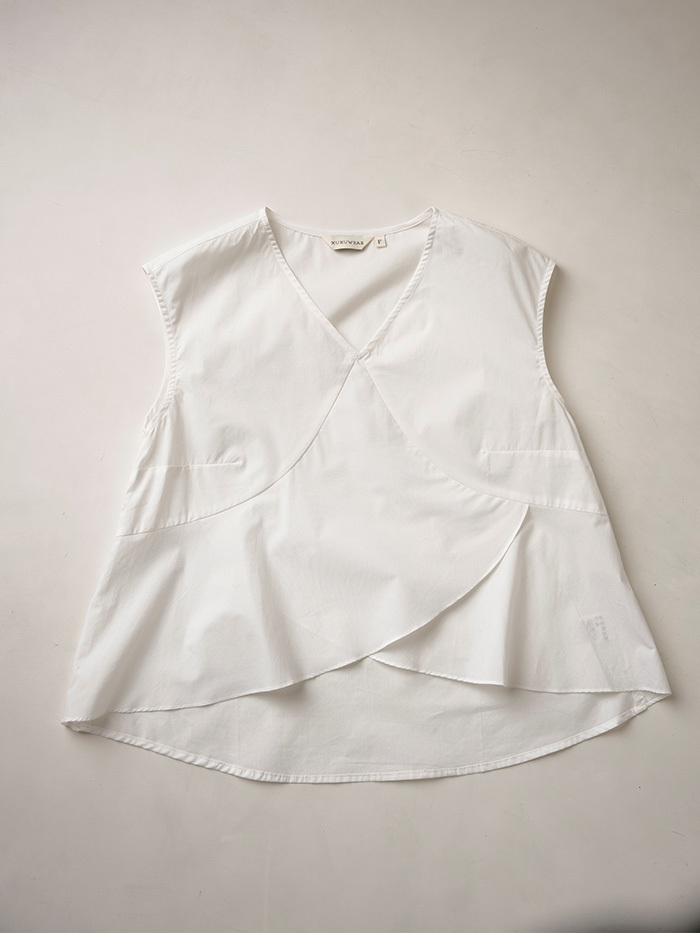 裏葉雙層弧擺背心-花瓣