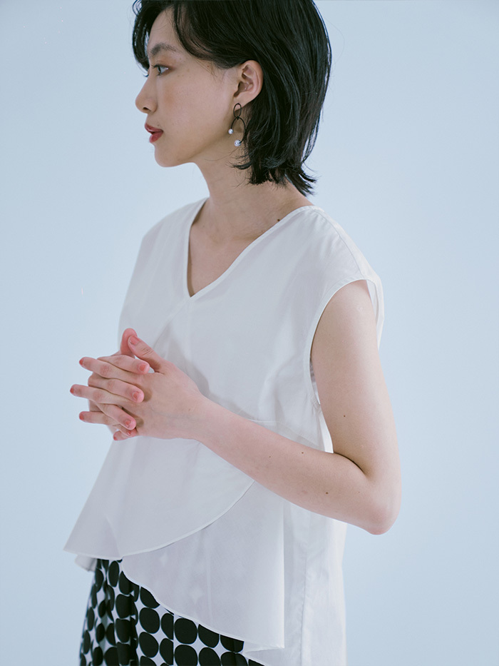 裏葉雙層弧擺背心-花瓣