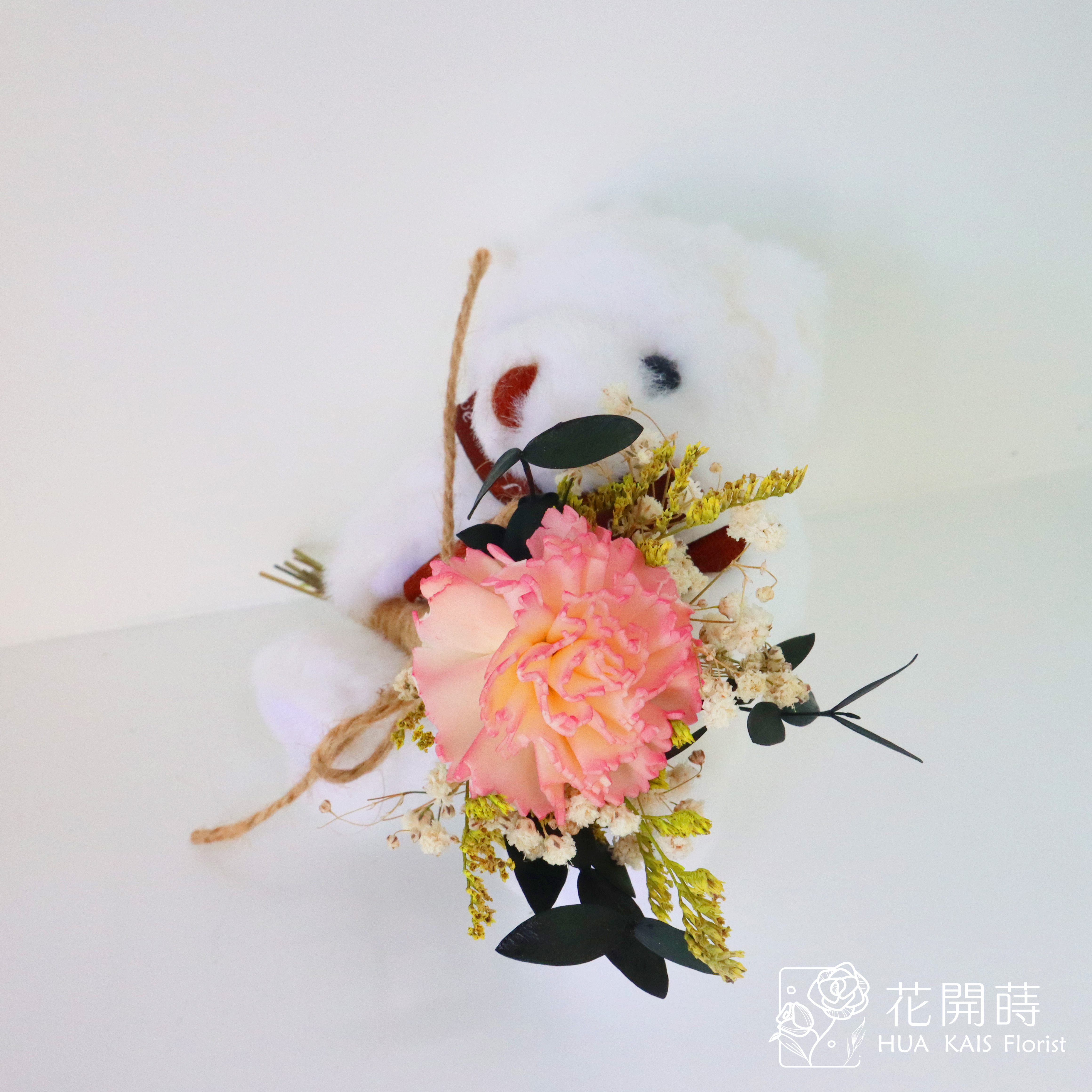 燈光提袋小熊-康乃馨索拉小花束|小熊花禮|母親節禮物|母親節|生日禮物