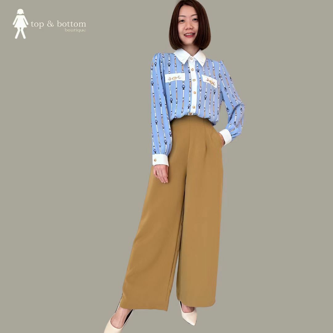 SOLID HIGH WAISTED WIDE LEG LONG PANT