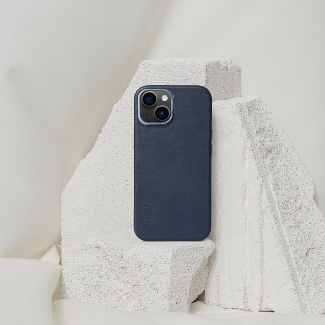 DECODED｜i14/13 系列頂級真皮手機殼- 深藍
