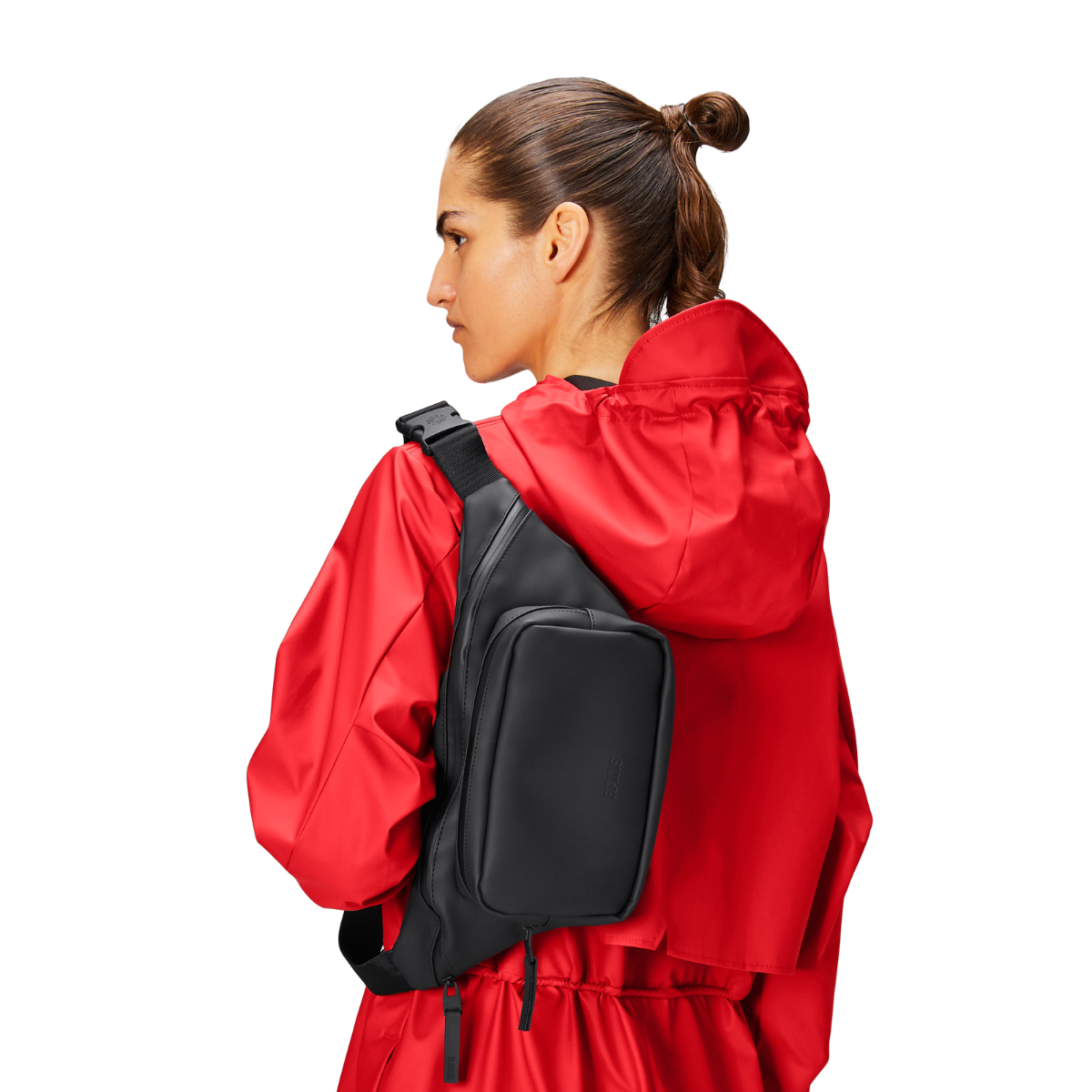Rains Bum Bag 經典黑防水時尚簡約斜跨包