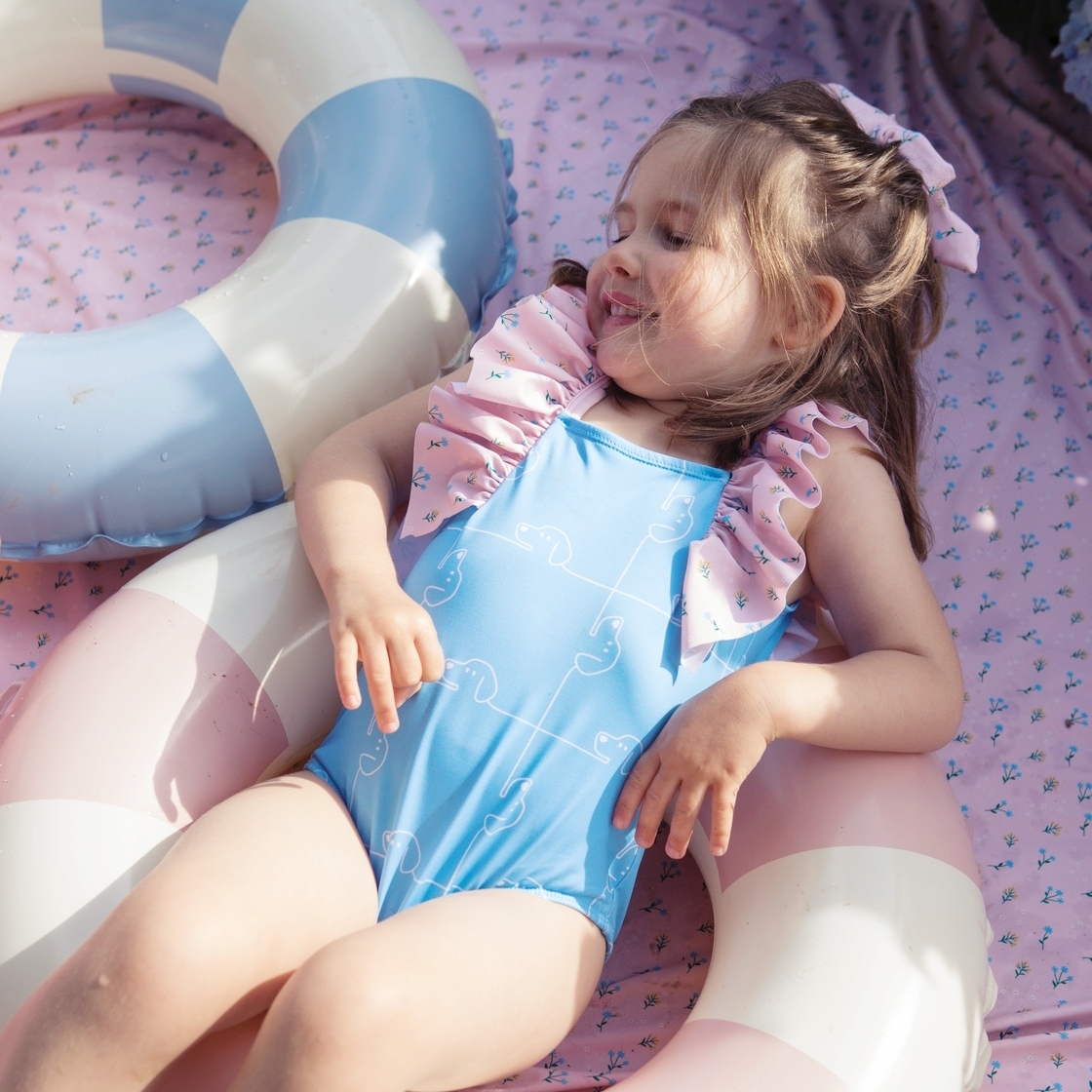 〖 Paper Boat 〗拼圖狗狗一件式泳衣