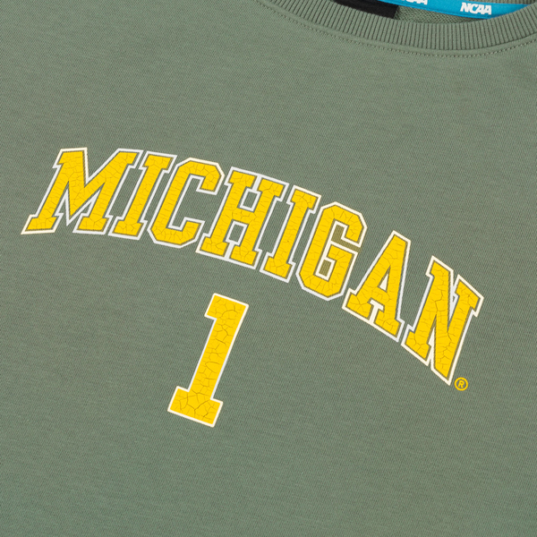 NCAA 短T 淺綠 黃白LOGO 密西根 復古 短版T 女 7322112071