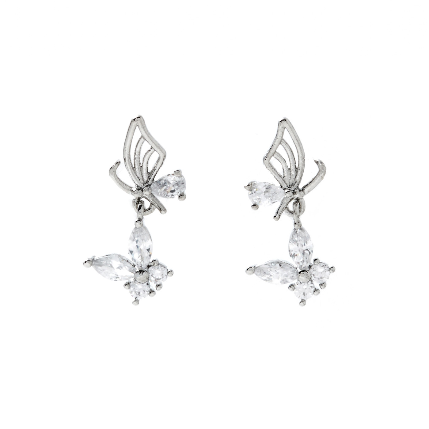 平價飾品,銀針,蝴蝶,鑽,垂墜耳環