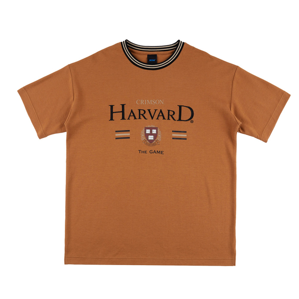NCAA 短T 中性 哈佛 深橘黑 落肩羅紋 大印花 短袖 男女 7325100250