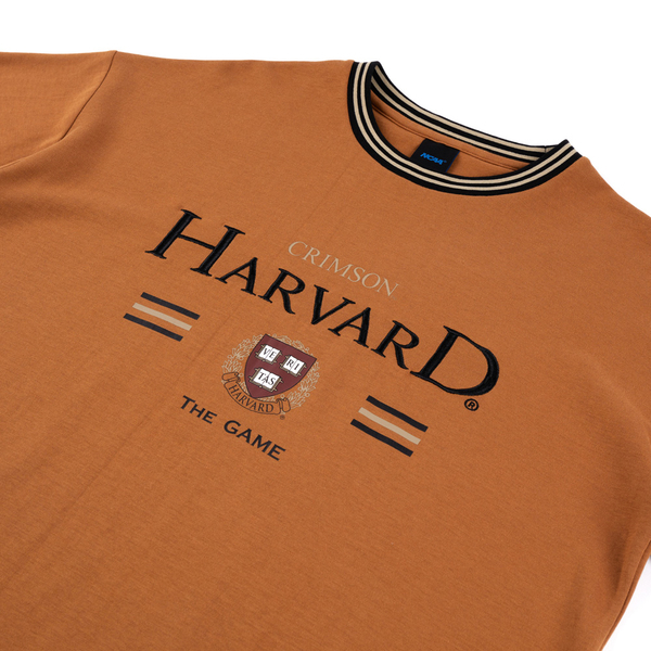 NCAA 短T 中性 哈佛 深橘黑 落肩羅紋 大印花 短袖 男女 7325100250