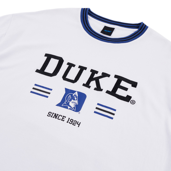 NCAA 短T 中性 杜克 白藍黑 落肩羅紋 大印花 短袖 男女 7325100300