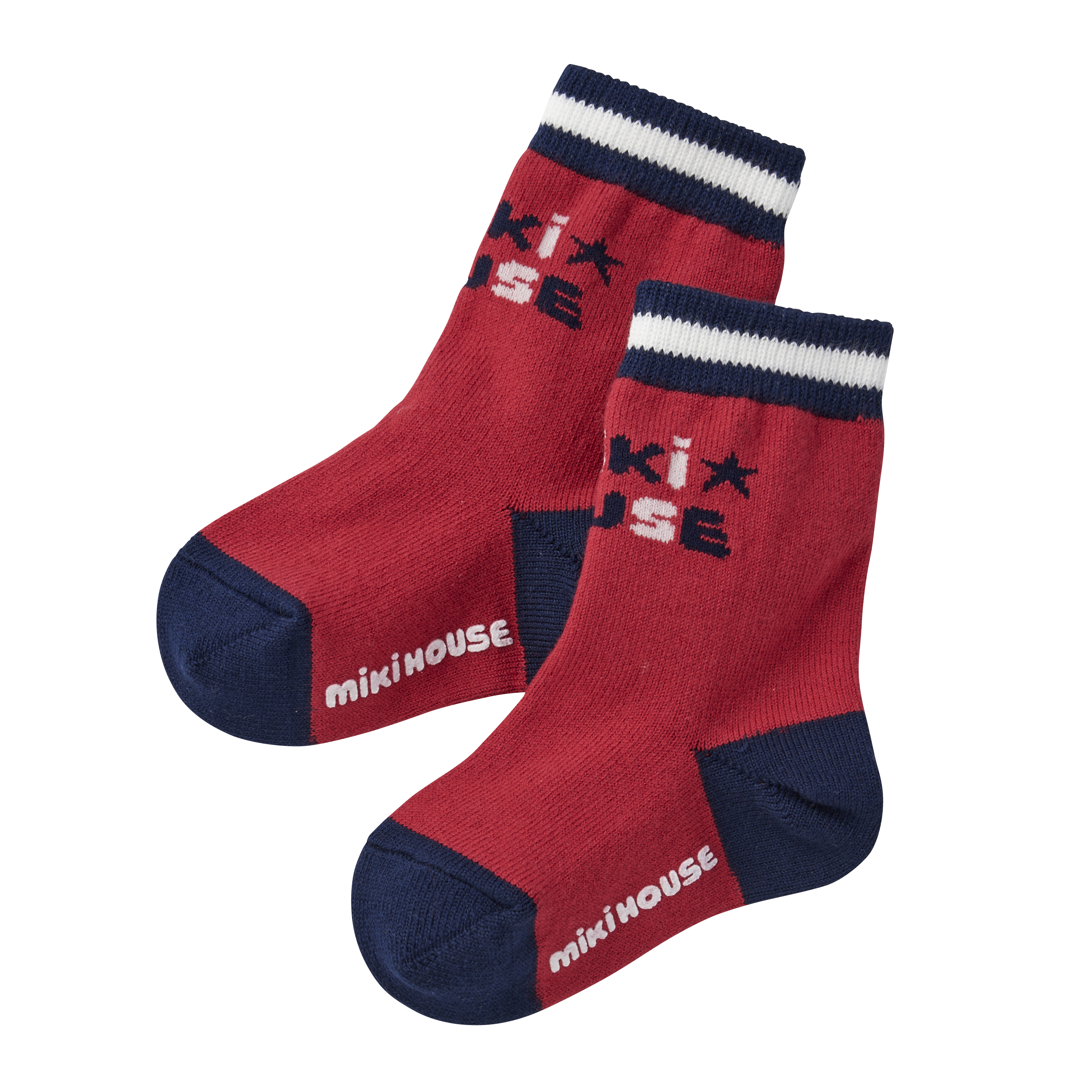 拼色條紋星星襪-紅