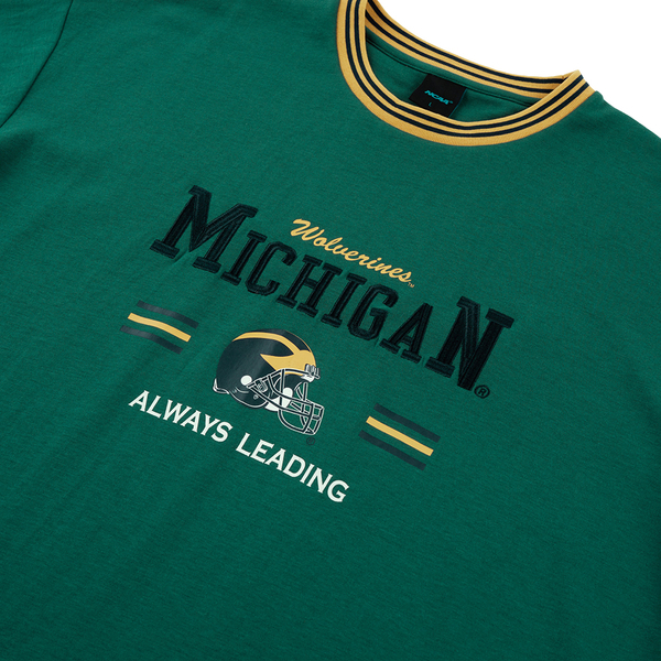 NCAA 短T 中性 密西根 綠黑 落肩羅紋 大印花 短袖 男女 7325100472