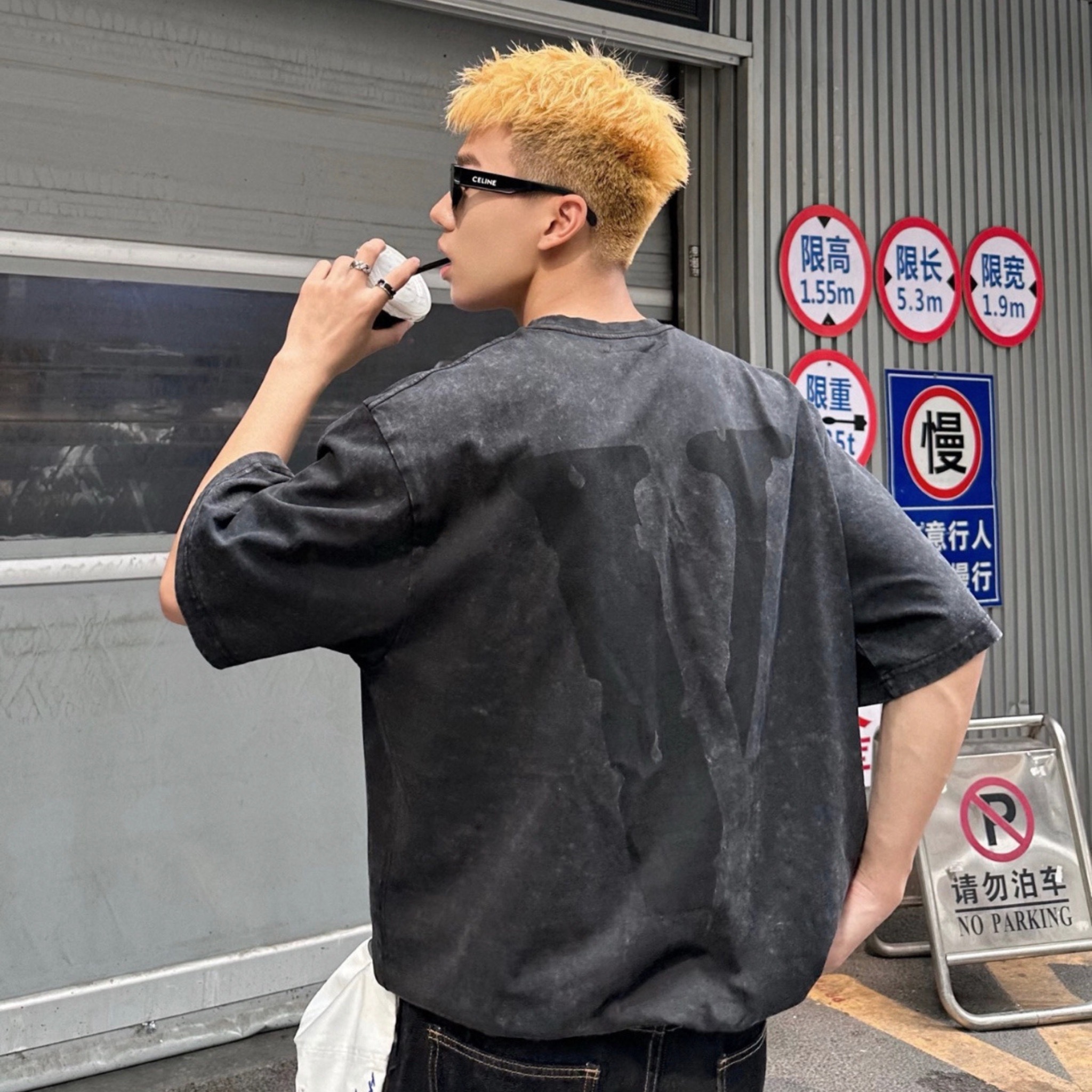 NICEDAY 代購 服飾 Vlone 2024 ss 水洗 大Logo 短T 黑 藍 Oversize