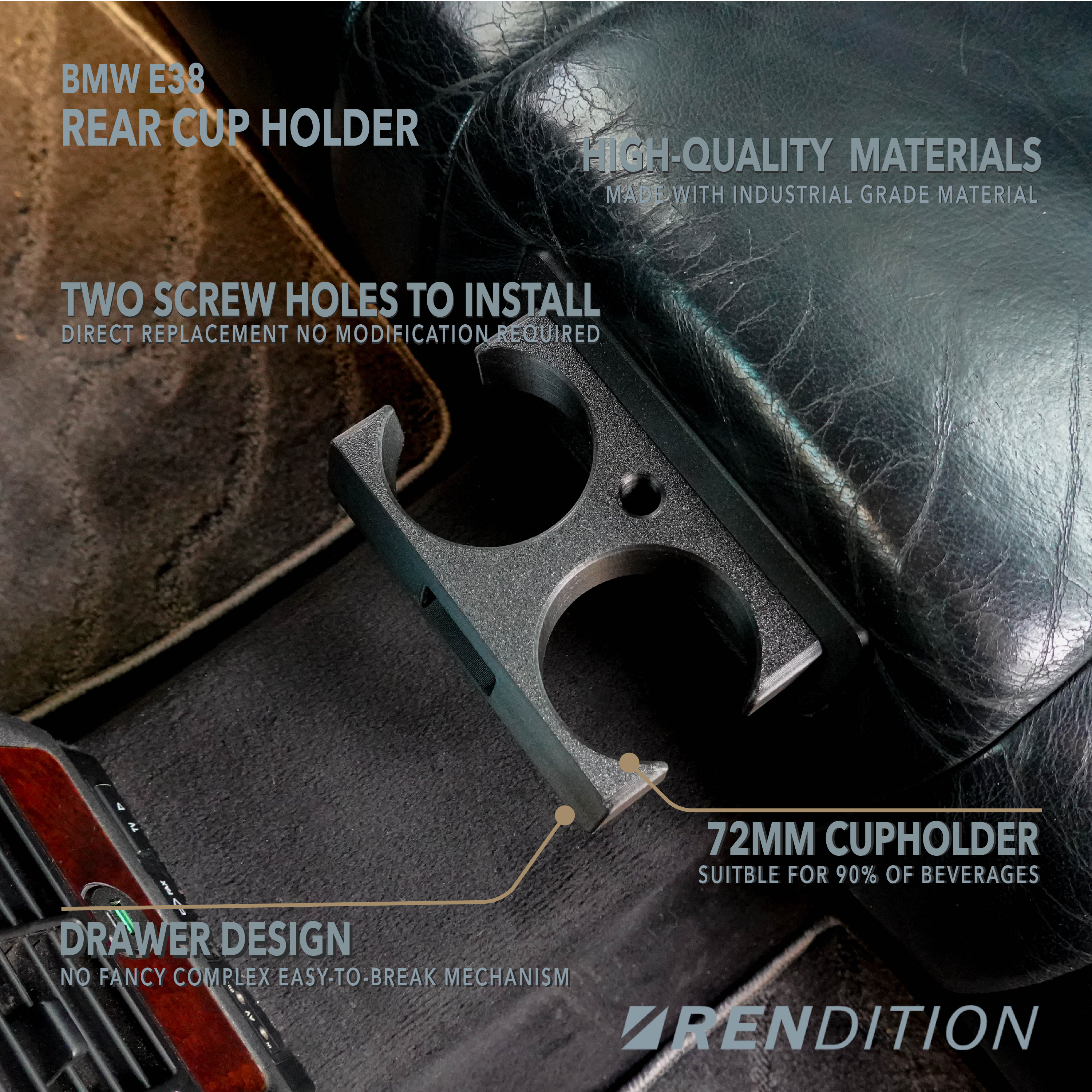 BMW E38 REAR CUP HOLDER