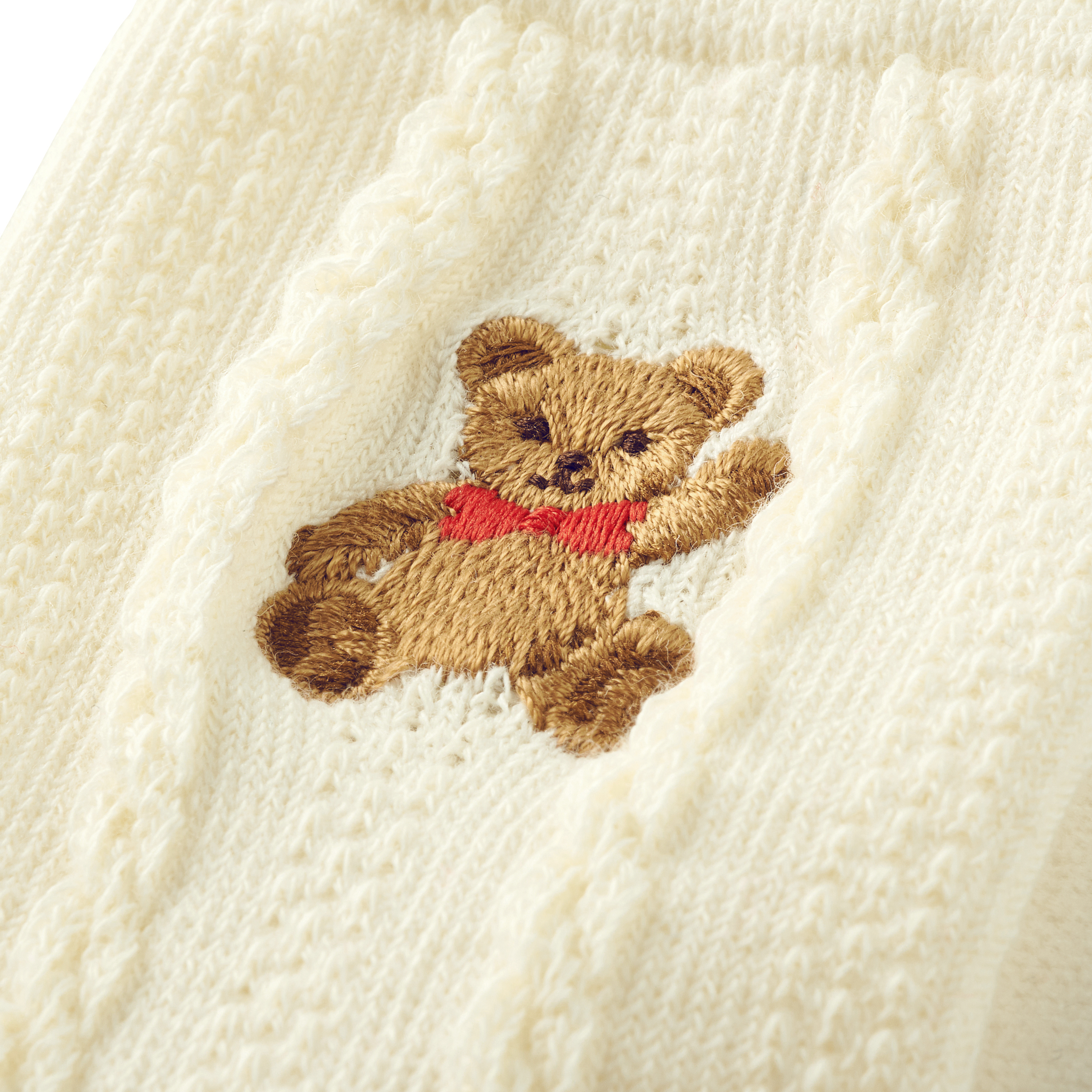 MIKI HOUSE BEAR編織長襪-白