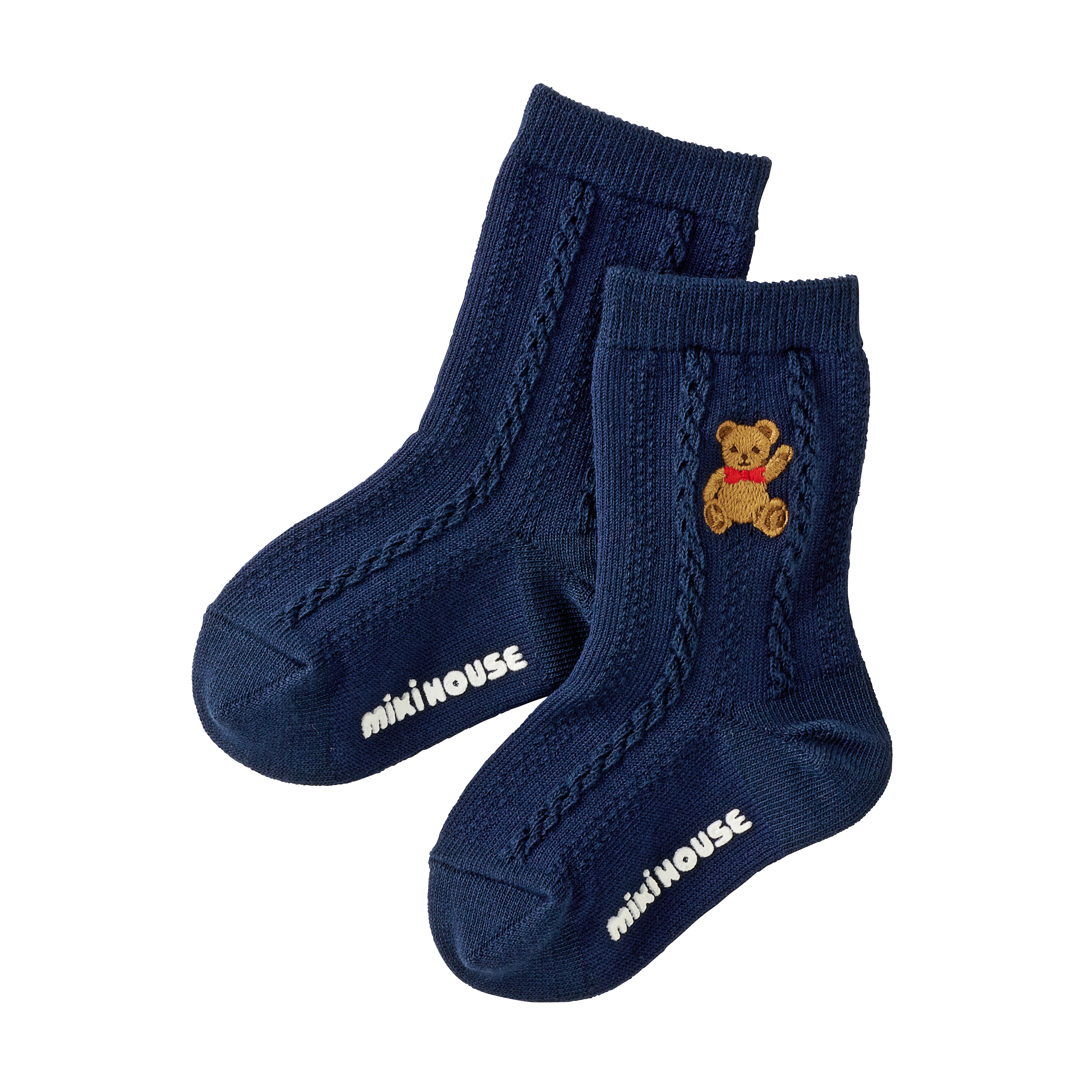 MIKI HOUSE BEAR編織長襪-藏藍