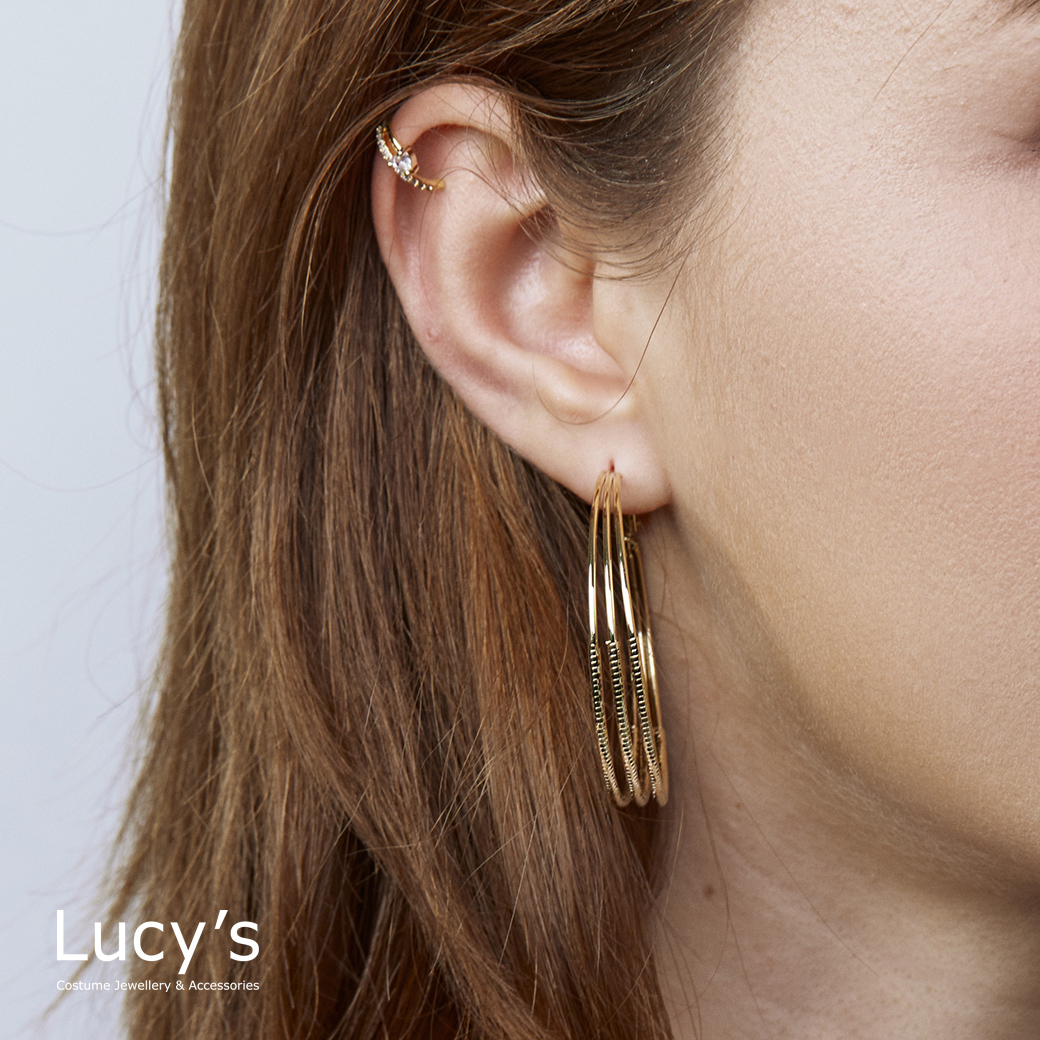 簡約心排鑽 耳骨夾 (二色) (113034/113035)