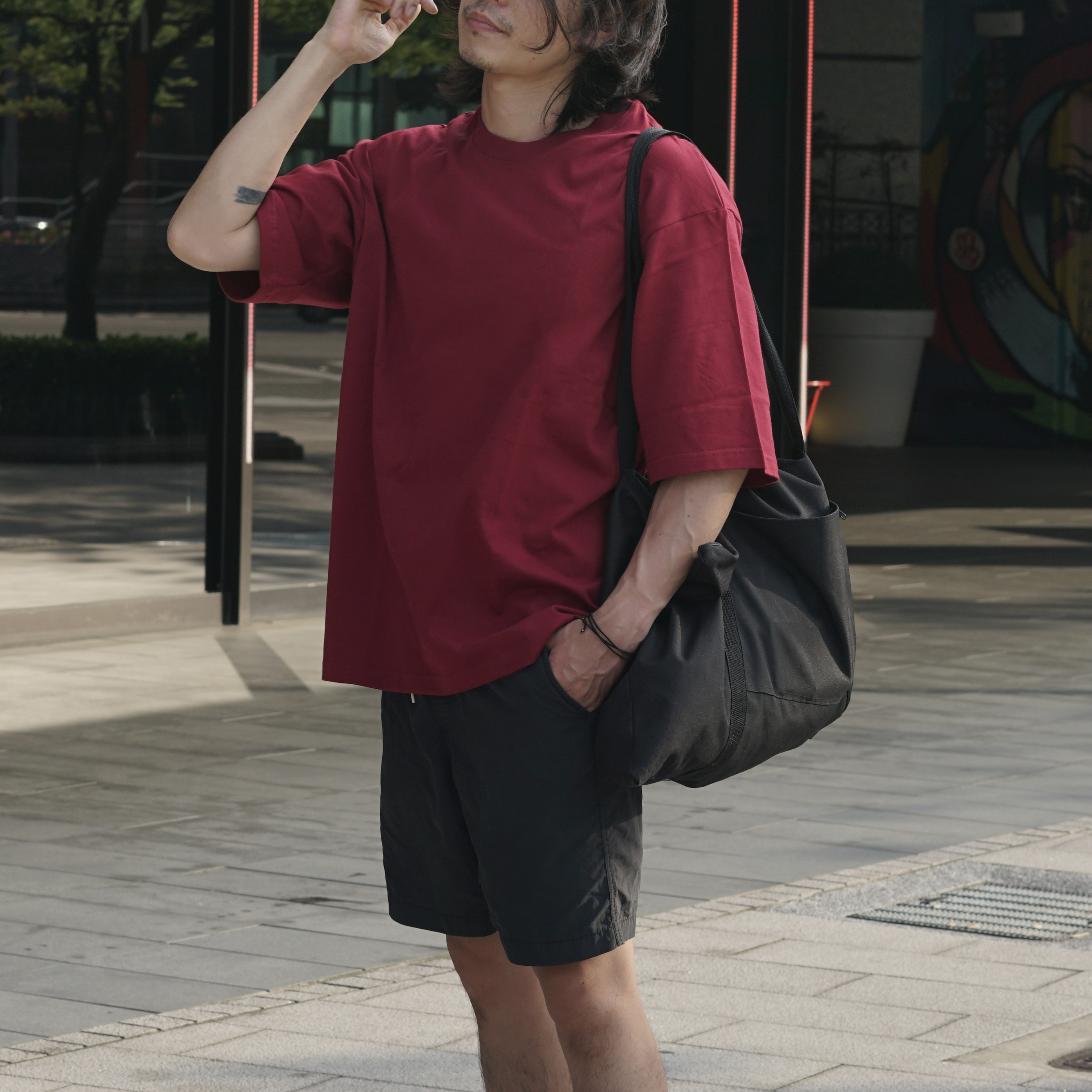 mr.maestro Wide 落肩寬版  -  高磅數純棉素Tee 勃艮第酒紅