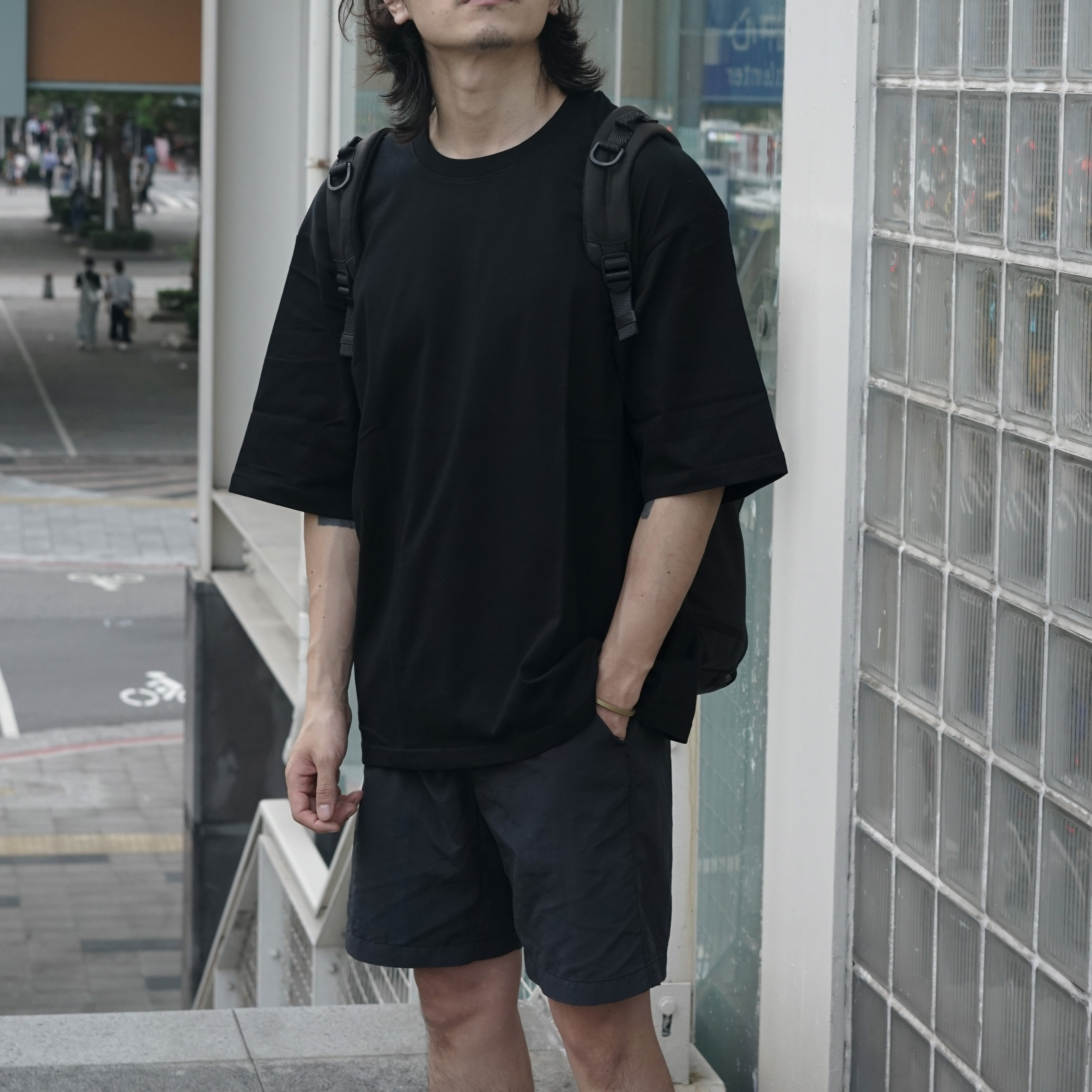 mr.maestro Wide 落肩寬版  - 高磅數純棉素Tee 黑色