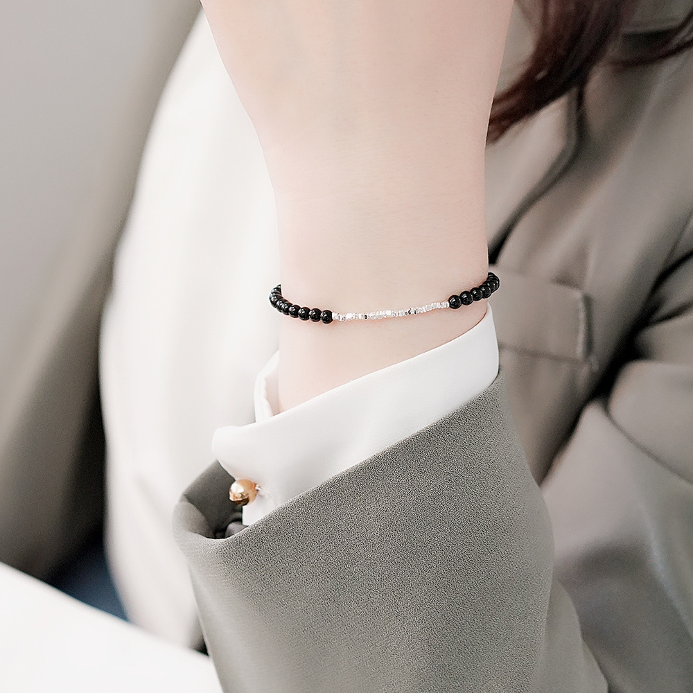 黑瑪瑙榮耀純銀手鍊/SB071|能量水晶 銀碎石 個性女生禮物 聖誕禮物