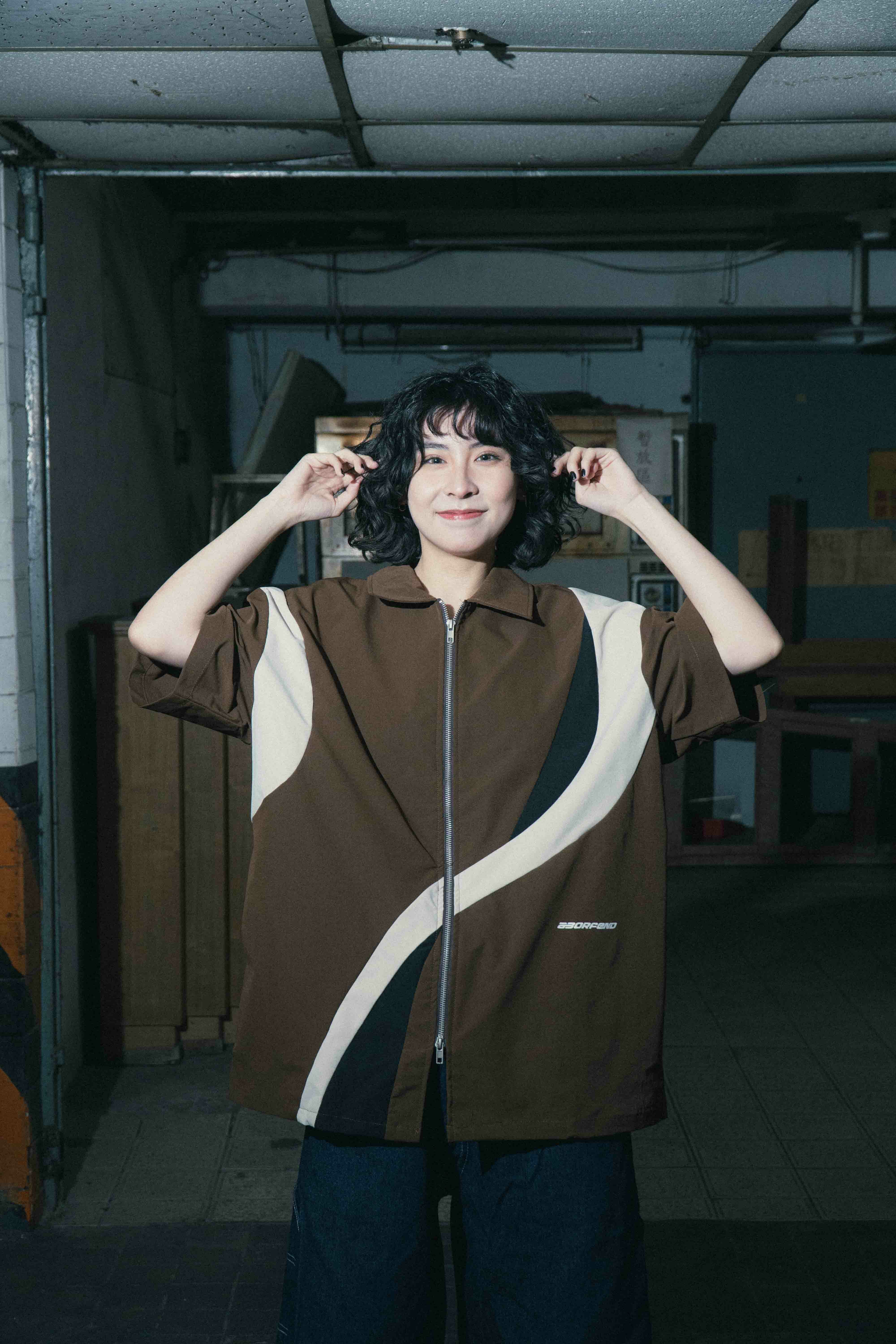 『Always_Good』復古賽車風 撞色 拉鍊 短袖襯衫