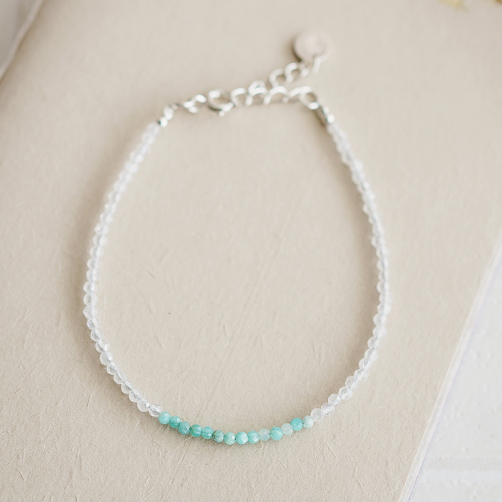 月光石與天河石的相遇純銀手鍊/SB068 |天然水晶 女生禮物 新年禮物 愛情之石