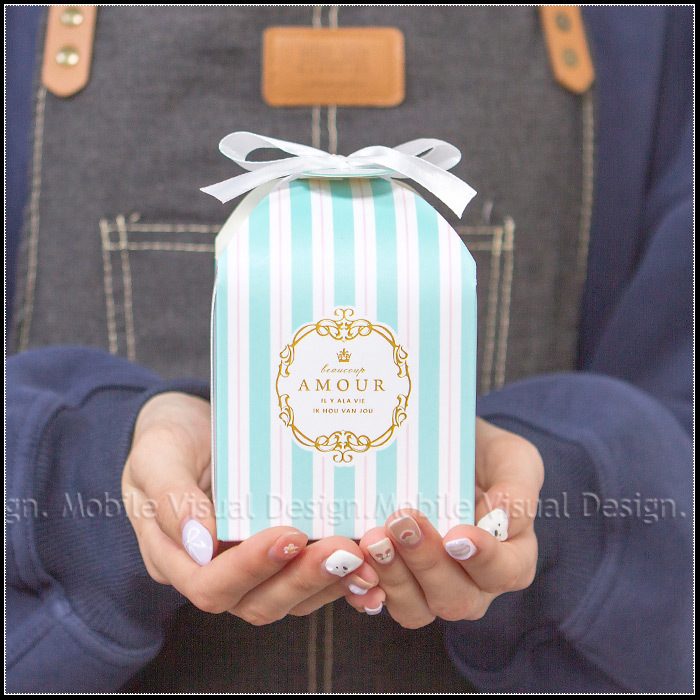 AMOUR 藍色條紋盒裝 花椰菜磁鐵+hero蜂蜜 小禮盒 