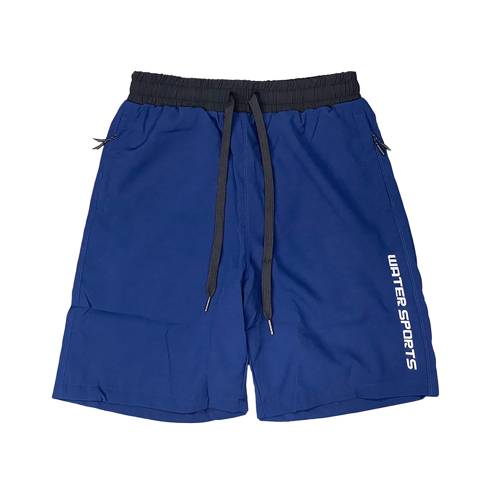 男士 SOLID 雙層速乾沙灘短褲 - 深藍