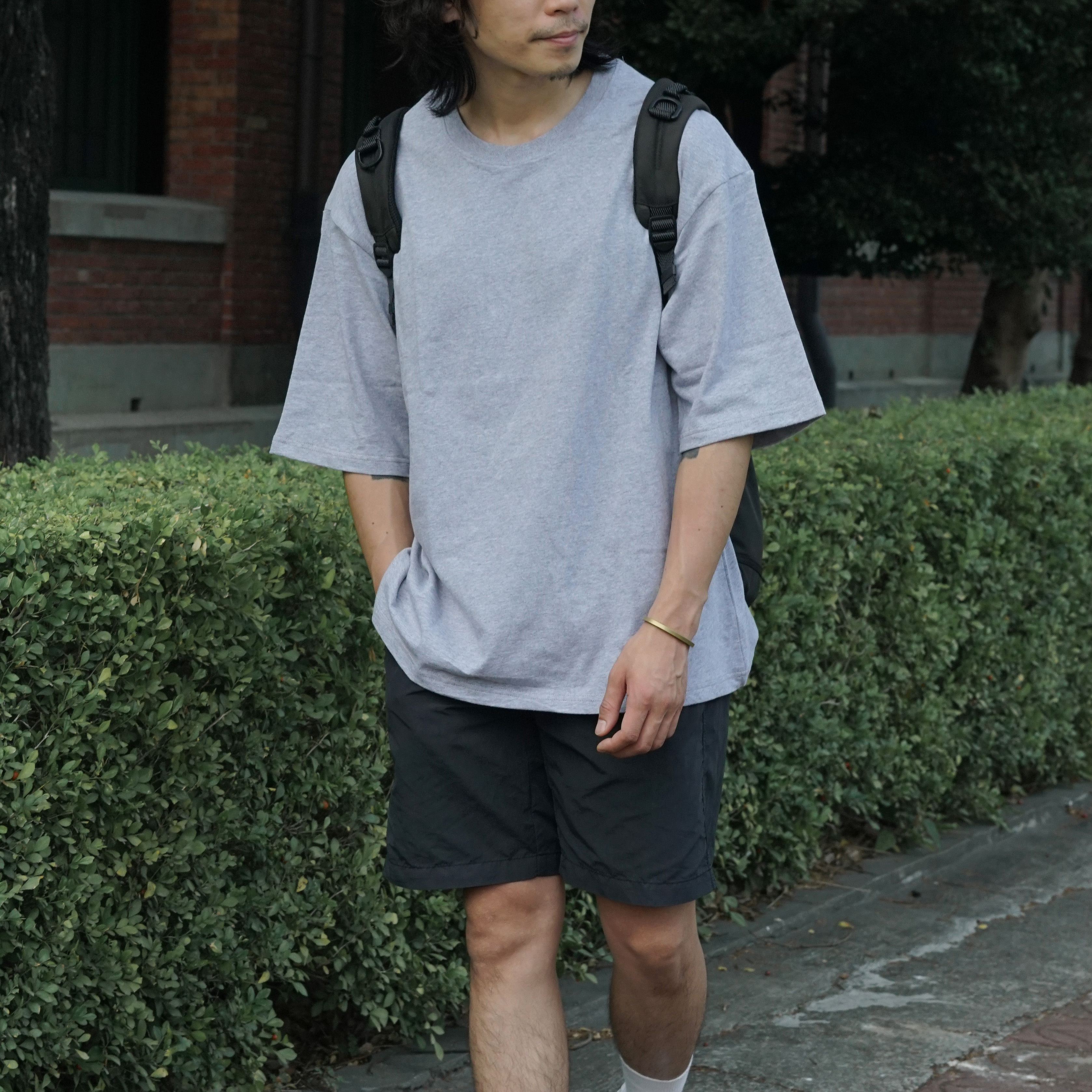 mr.maestro Wide 落肩寬版  - 高磅數純棉素Tee 灰色