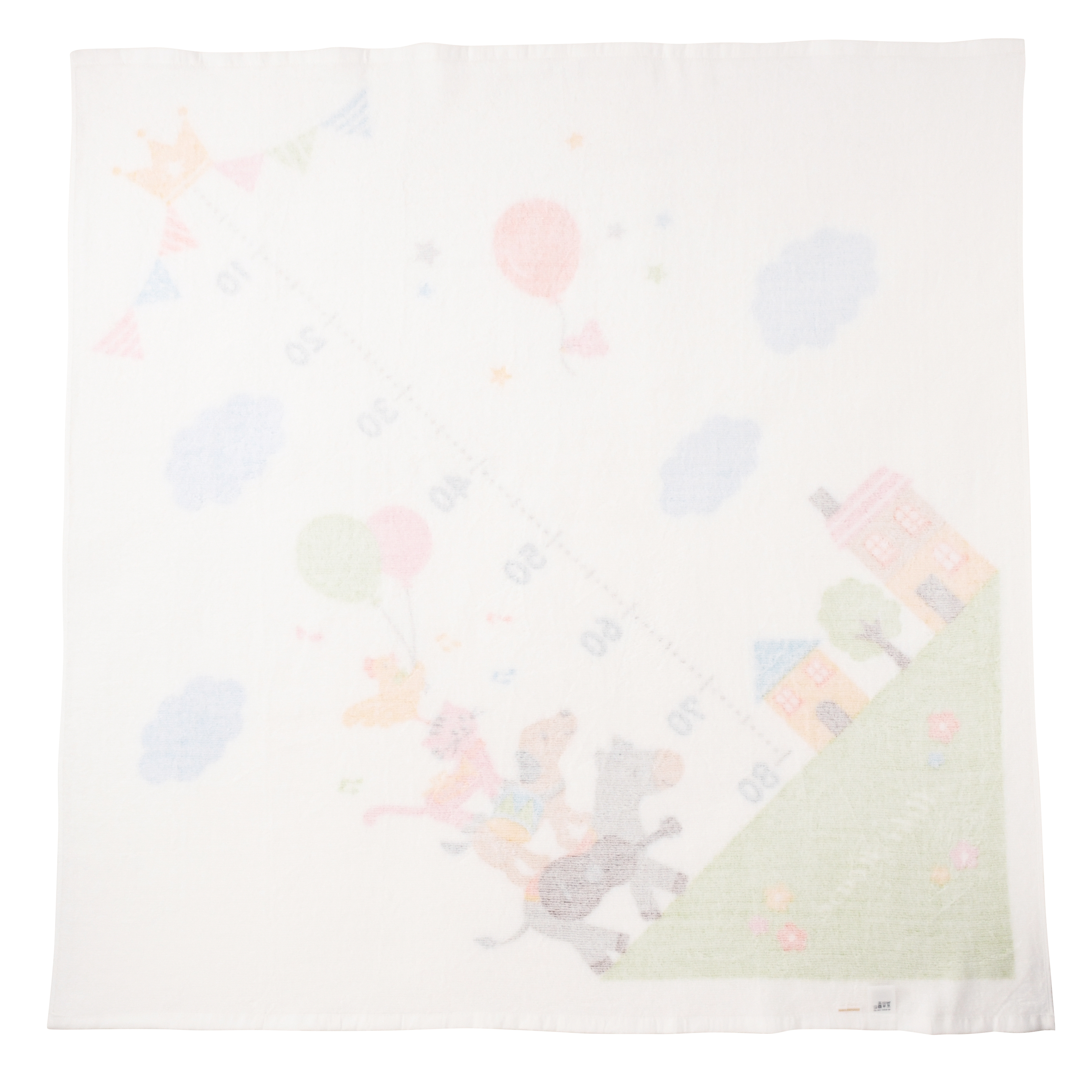 身高表紗布印花浴巾-白