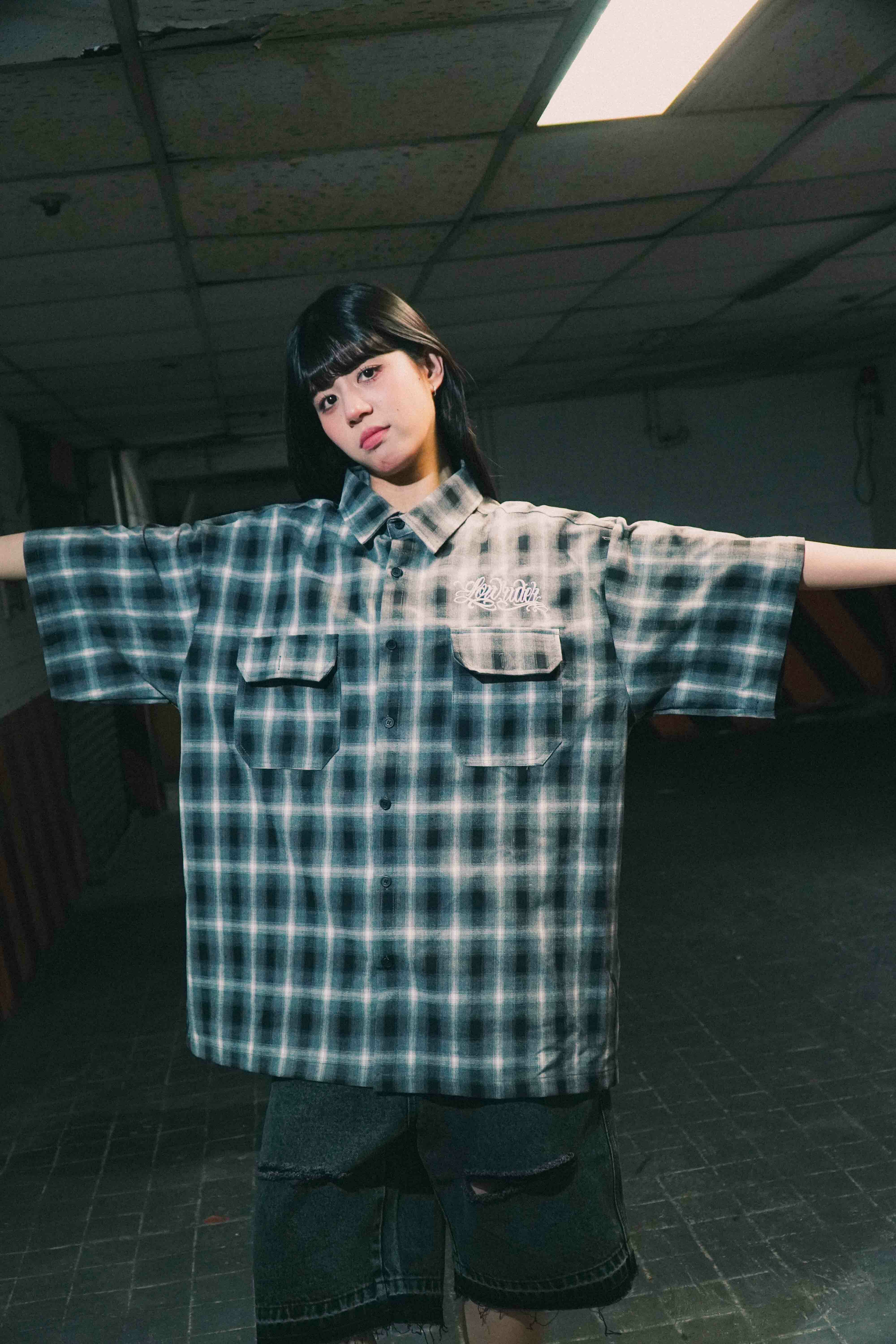 『Always_Good』西海岸刺繡 格紋 短袖襯衫