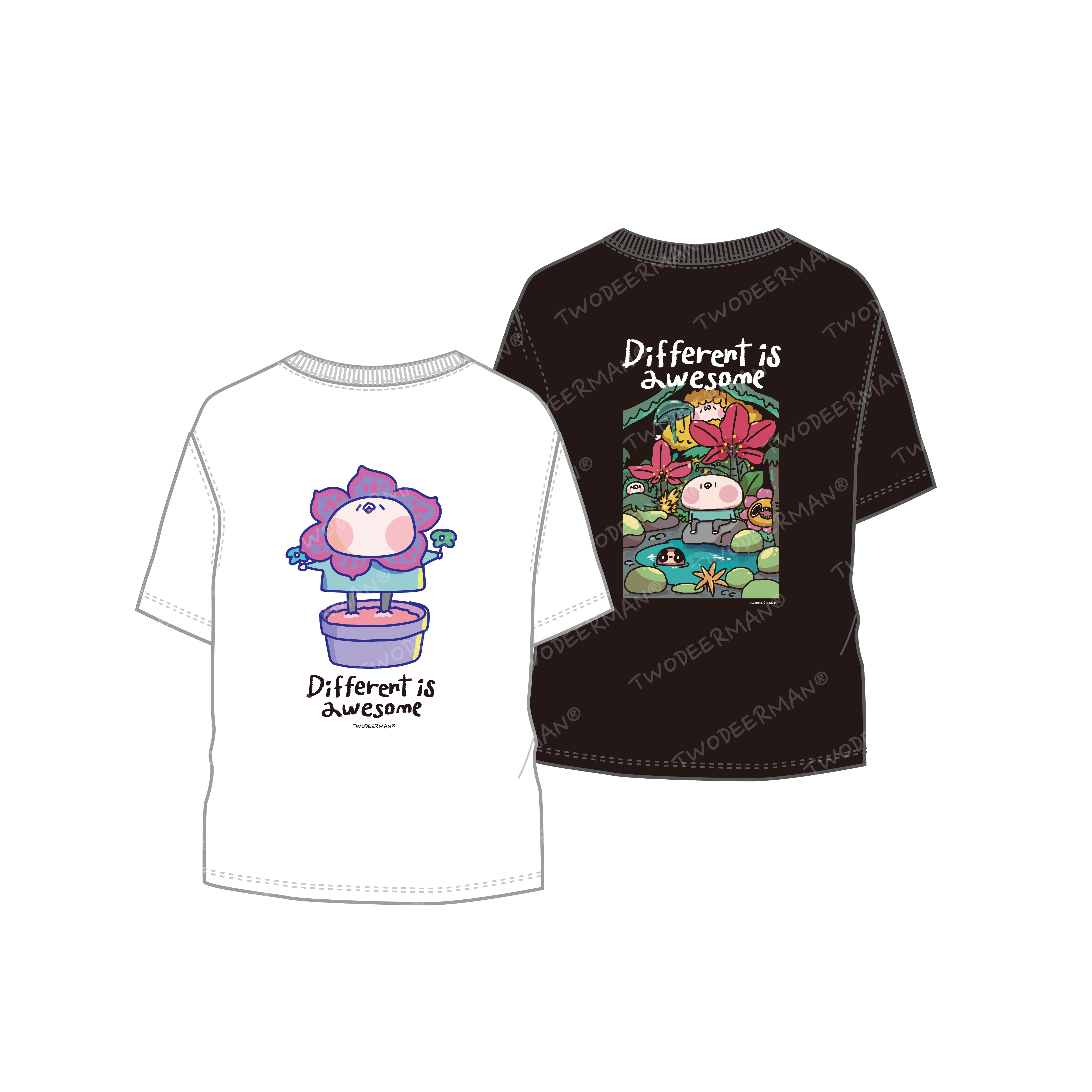 純棉落肩版 花惹發 T-shirt
