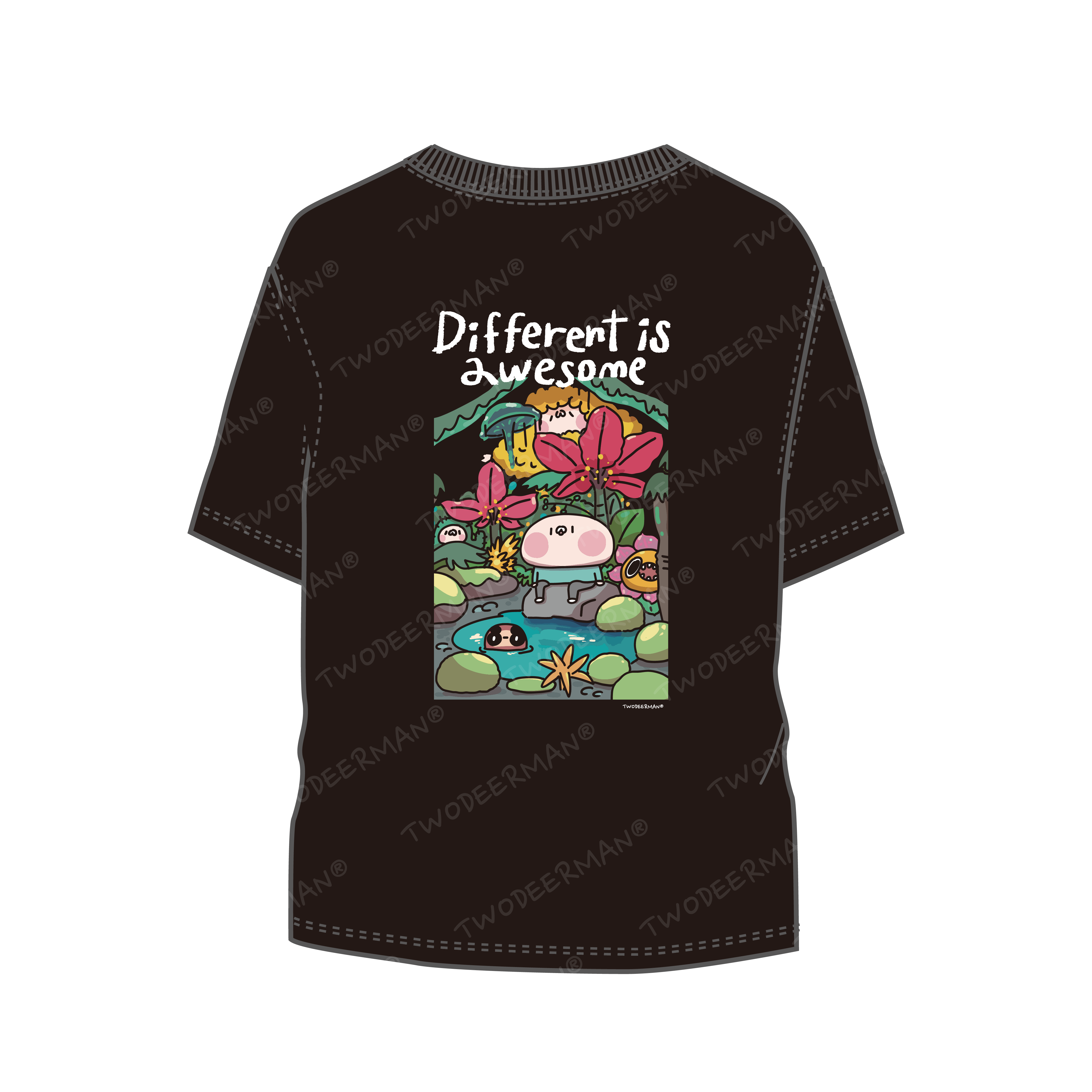 純棉落肩版 花惹發 T-shirt