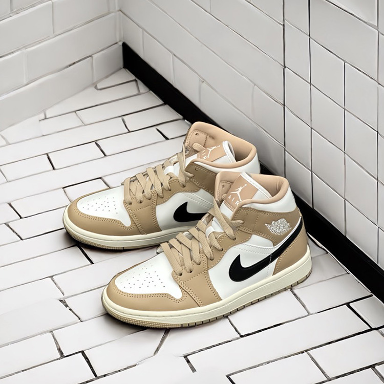 WMNS AIR JORDAN 1 MID 女鞋 卡其 珍珠奶茶 BQ6472-103
