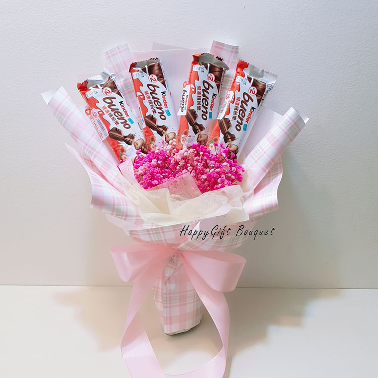 健達繽紛樂巧克力條滿天星零食花束,kinder_bueno_bars_bouquet