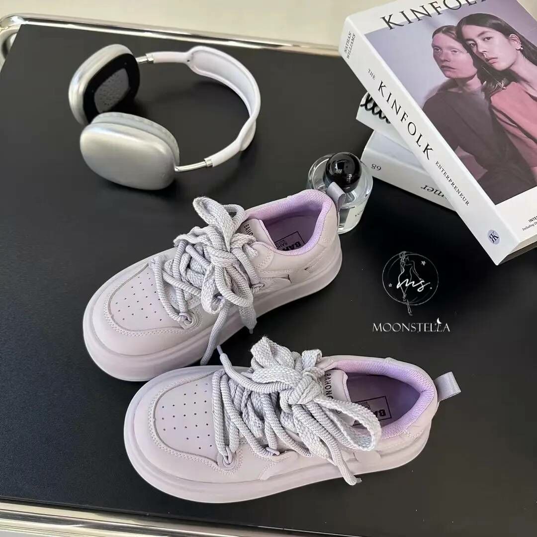 紫色牛皮休閒鞋