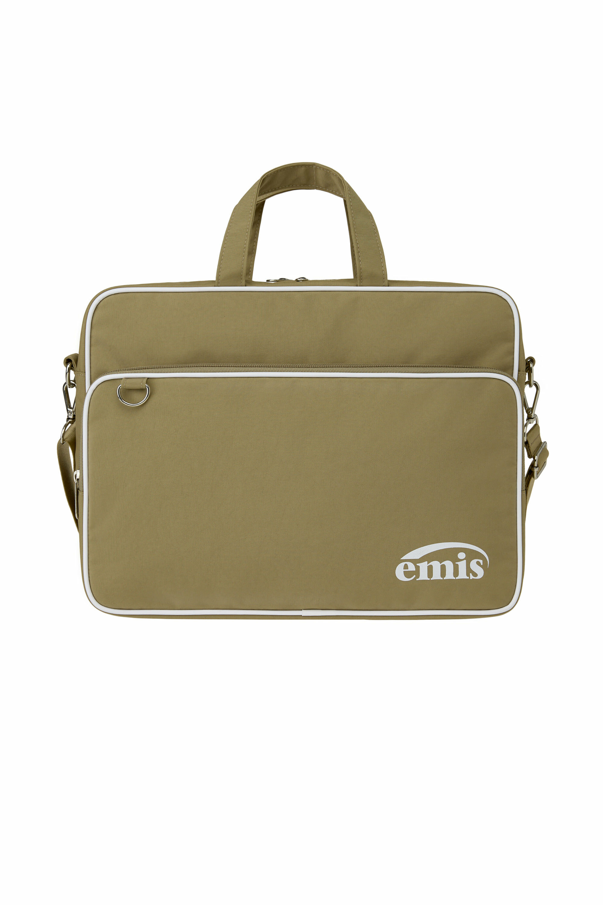 emis NYLON ZIP-POCKET MESSENGER BAG - BEIGE