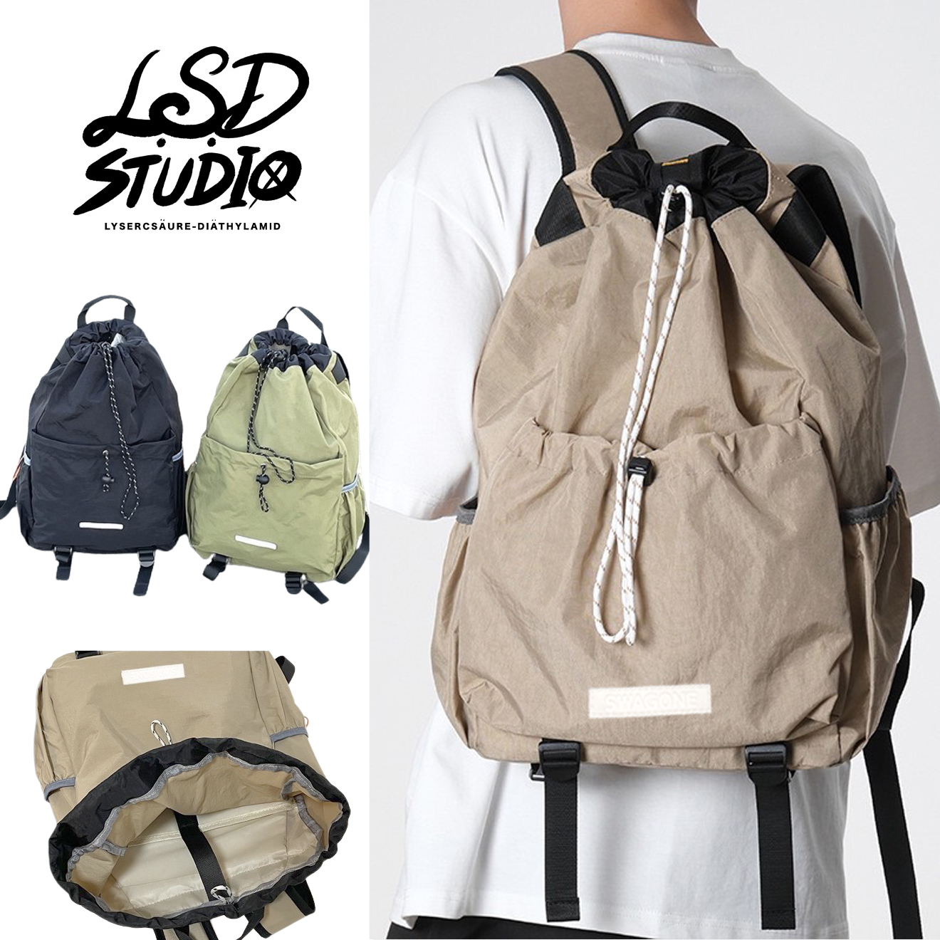 【BGGS010】日系輕尼龍束繩設計後背包