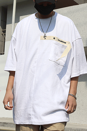 標誌編織帶大碼短袖T恤