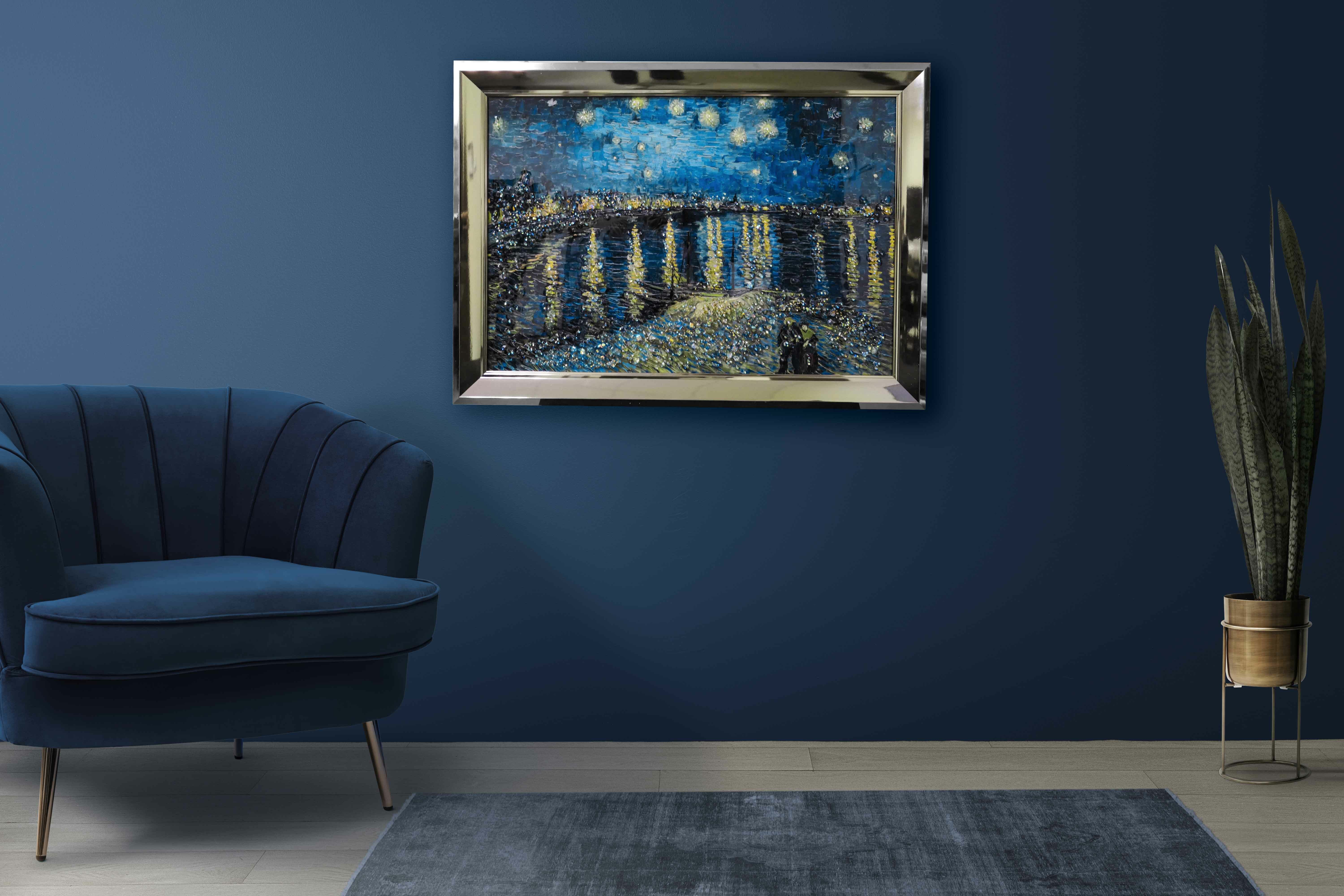 精緻藝術貼鑽晶瓷畫｜梵谷《隆河上的星夜》｜40x60尺寸