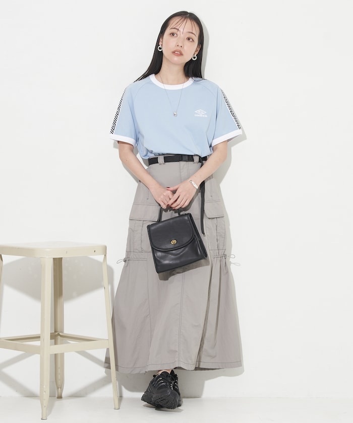 FREAK'S STORE / Nylon gathered Skirt with Belt
