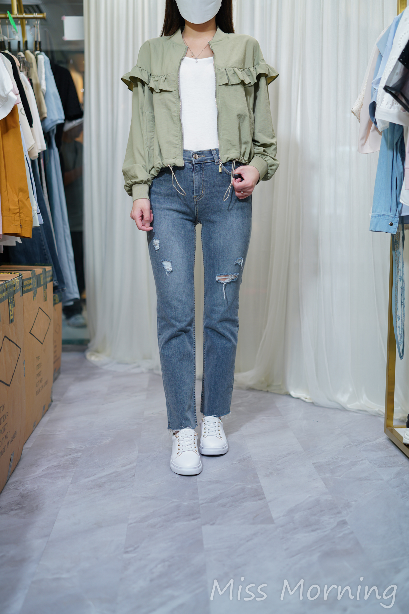 荷葉邊邊款風衣(13808)