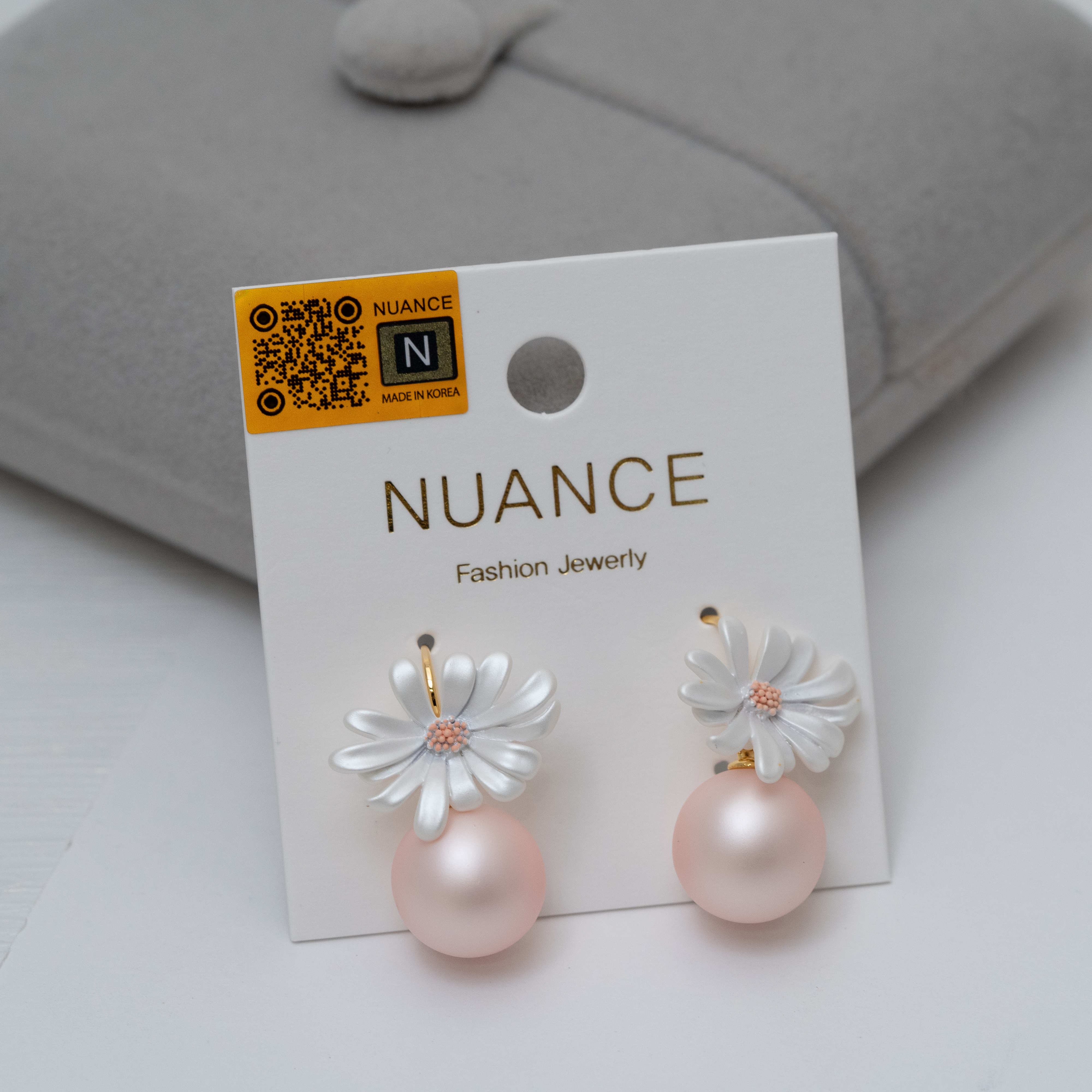 Nuance花花珍珠耳環 粉紅/淺藍