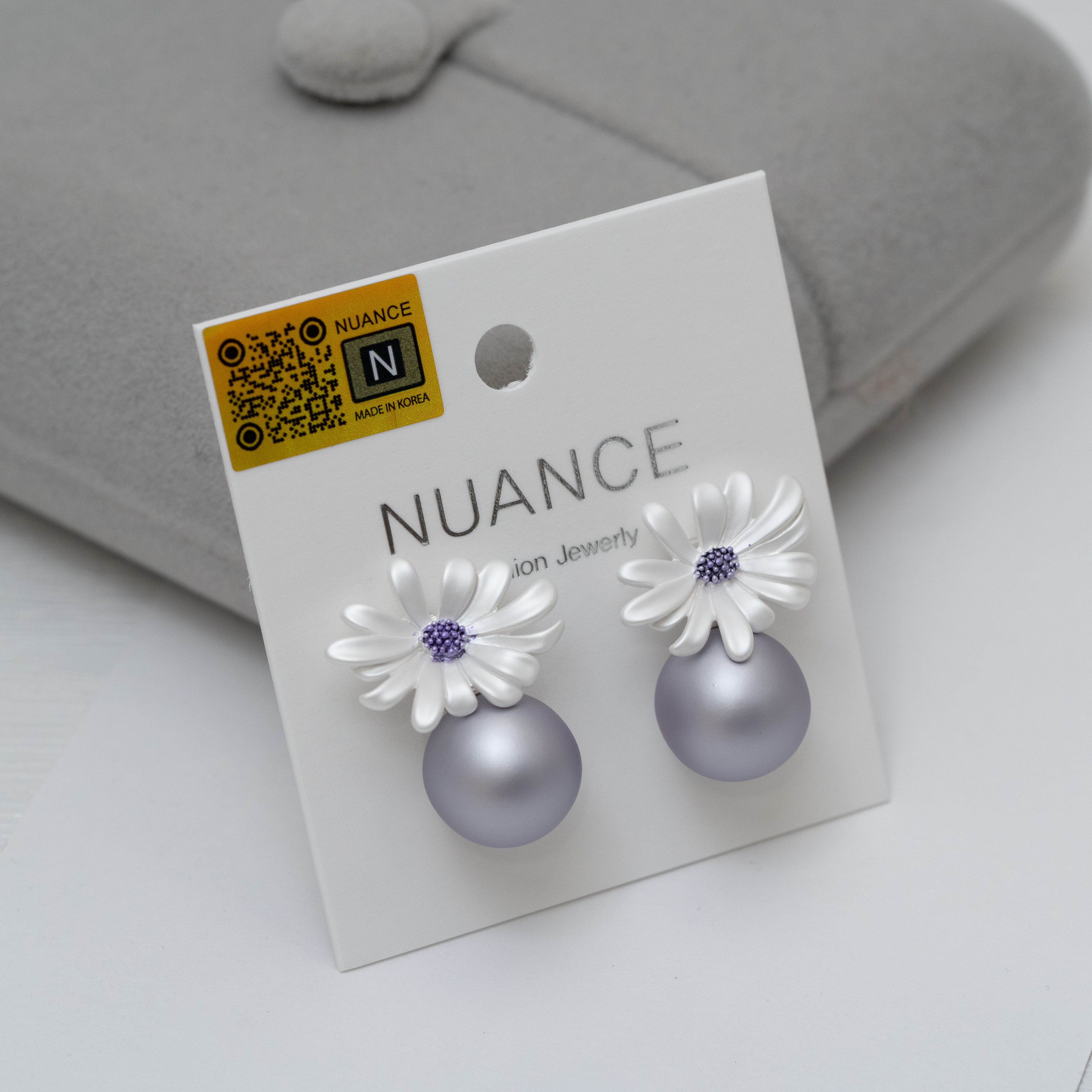 Nuance花花珍珠耳環 紫/綠