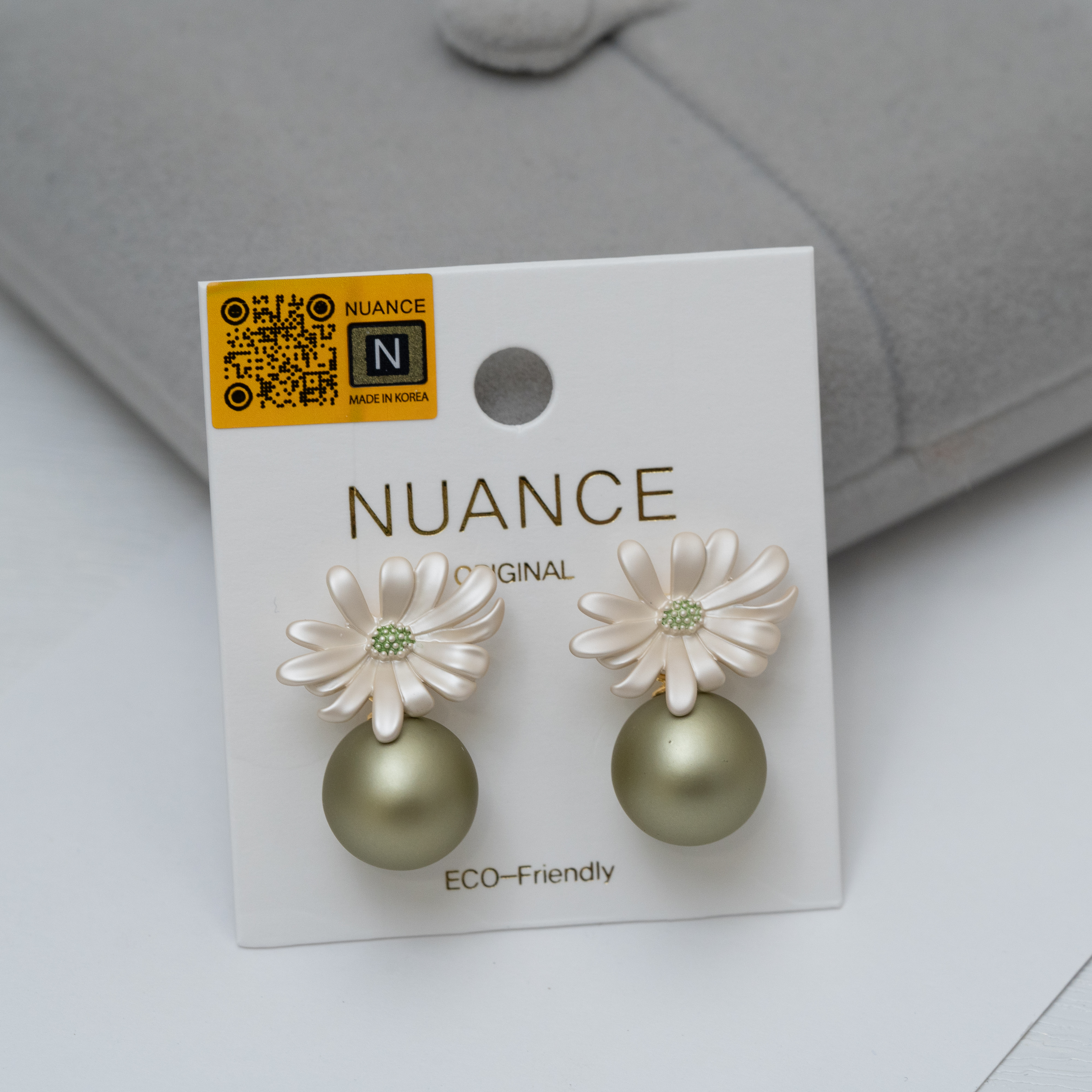 Nuance花花珍珠耳環 紫/綠